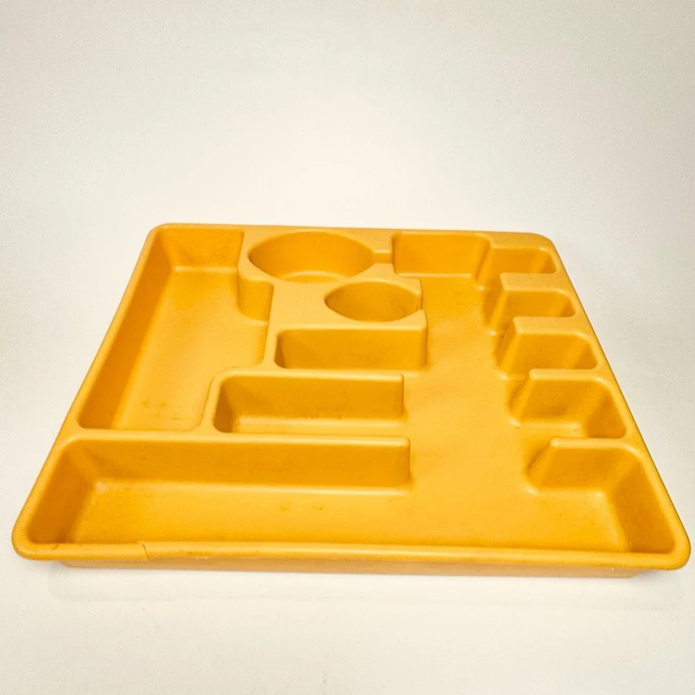 Vintage Rubbermaid Silverware Drawer Organizer Yellow Harvest Gold Plastic Tray